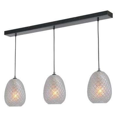 Masterlight Zwarte hanglampPineapple 3-lichts met helderglas - 2291-05-00-100-3