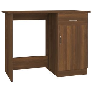 The Living Store Bureau - Bruineiken - 100 x 50 x 76 cm - Met lade en deur