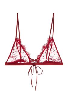 Kiki de Montparnasse soutien-gorge transparent à fleurs brodées - Rouge