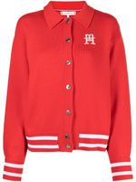 Tommy Hilfiger cardigan nervuré à logo brodé - Rouge