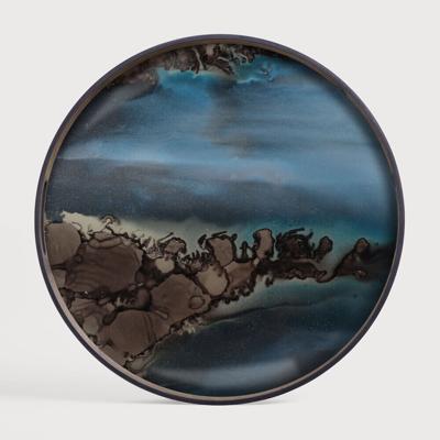 Ethnicraft Rond Dienblad 'Linear Flow' 48cm, kleur Slate