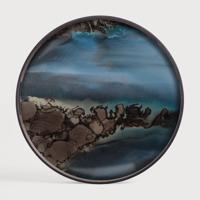 Ethnicraft Rond Dienblad 'Linear Flow' 48cm, kleur Slate