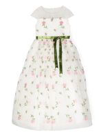 MARCHESA KIDS COUTURE robe fleurie à manches courtes - Blanc