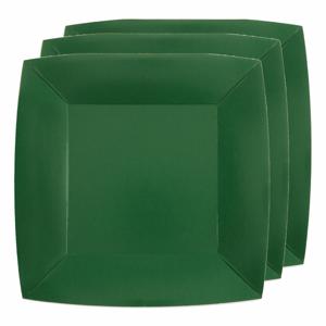 Santex Bordjes karton - 30x - vierkant - donker groen - 23 x 23 cm - feestbordjes