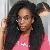 ishow Echt haar 13x4 Kanten Voorkant Pruik Gratis deel Braziliaans haar Yaki Recht Natuurlijk pruik 150% Haardichtheid met 4c-babyhaar Lightinthebox - thumbnail