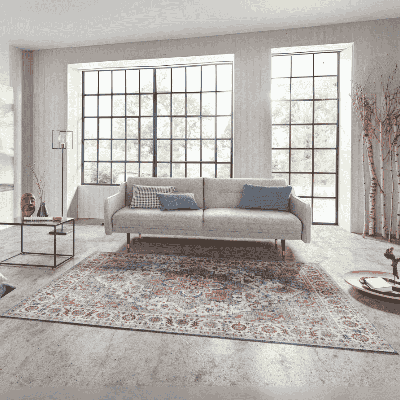 Vintage Vloerkleed Anthea - Creme Blauw 160x120cm - Polypropyleen - Dekbed-Discounter.nl Vintage Vloerkleed Anthea - Creme Blauw 160x120cm - Polypropyleen - Dekbed-Discounter.nl