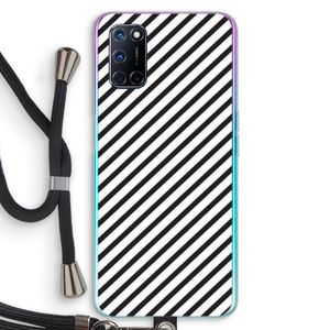 Strepen zwart-wit: Oppo A52 Transparant Hoesje met koord