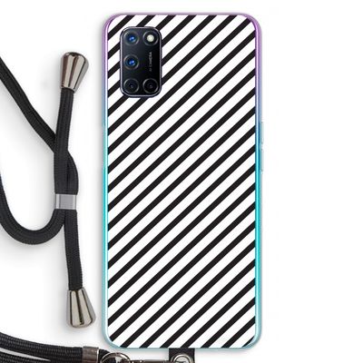 Strepen zwart-wit: Oppo A52 Transparant Hoesje met koord