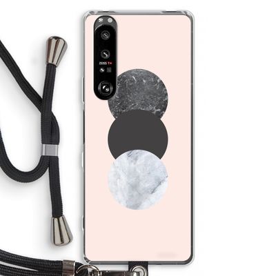 Marmeren cirkels: Sony Xperia 1 III Transparant Hoesje met koord