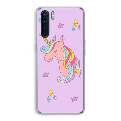 Roze eenhoorn: Oppo A91 Transparant Hoesje