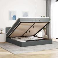 Ottoman bed met matrassen en LED's 200x200cm stof donkergrijs