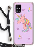 Roze eenhoorn: Samsung Galaxy A51 5G Transparant Hoesje met koord