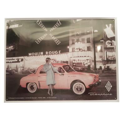 Renault Dauphine Moulin Rouge Reliëf Metalen Bord