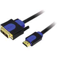 LogiLink CHB3101 DVI-kabel DVI / HDMI Adapterkabel DVI-D 18+1-polige stekker, HDMI-A-stekker 1.00 m Zwart Vergulde steekcontacten, Schroefbaar