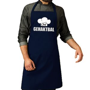 Chef gehaktbal schort / keukenschort navy heren   -