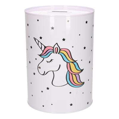 Concorde spaarpot blik eenhoorn - wit - 15 x 21 cm
