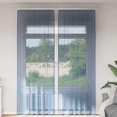 Gordijnen voile met lussen 2 st 140x260 cm koningsblauw