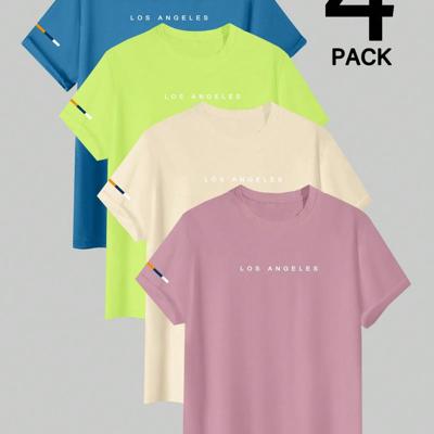 Bon&Bon Men's Letter Print Short Sleeve T-Shirt - 4 Piece Set Multicolor9 / S