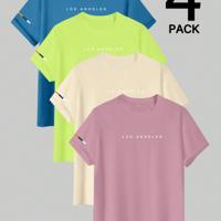 Bon&Bon Men's Letter Print Short Sleeve T-Shirt - 4 Piece Set Multicolor9 / S