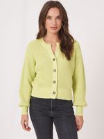 Grof gebreid vest met pofmouwen