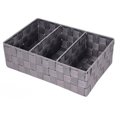 Opbergmanden - 3 vaks - grijs - ladekast organizer - sokken / ondergoed