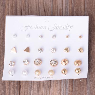 12 paar Sets geassorteerde meerdere Stud Earings sieraden Set met kaart voor vrouwen en Girls(Gold)