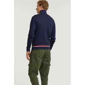 JACK & JONES PREMIUM sweatvest JPRBLAPOWER met contrastbies donkerblauw