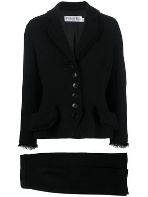 Christian Dior Pre-Owned tailleur-jupe en laine à bords francs (années 2010) - Noir