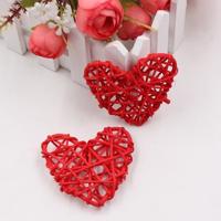5 stuks 6cm kunstmatige stro bal DIY decoratie rotan hart Christmas decor Home ornament (rood)