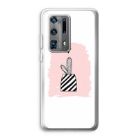 Zwart-wit cactus: Huawei P40 Pro Plus Transparant Hoesje