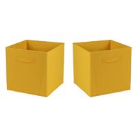 Opbergmand/kastmand Square Box - 4x - karton/kunststof - 29 liter - oker geel - 31 x 31 cm