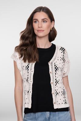 Geisha Vest Crochet 64001-10 Gilets 718 Ecru