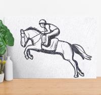 Canvas schilderij paarden Springwedstrijd