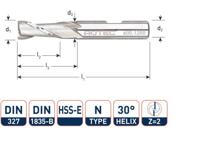 Rotec Spiebaanfrees kort din327 10.0mm weldon (u)