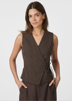 Neo Noir Gilet Samara Melange Waistcoat Brown