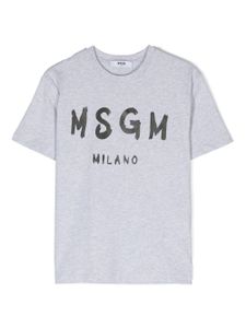 MSGM Kids t-shirt en coton à logo imprimé - Gris