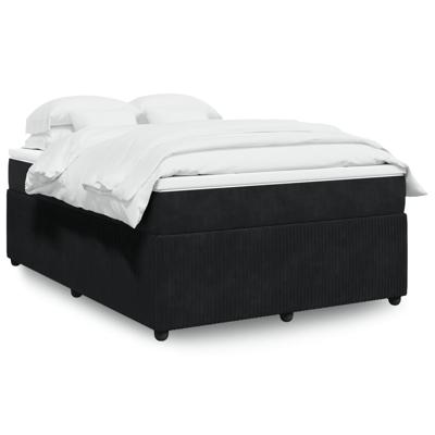 Boxspring met matras fluweel zwart 140x190 cm