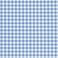 20x Tafel diner/lunch servetten 33 x 33 cm ruitjes blauw/wit 3-laags