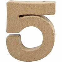 Creativ Company Cijfer, 5, h: 10 cm, b: 8,5 cm, dikte 1,7 cm, 1 stuk