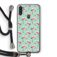 Flamingoprint groen: Samsung Galaxy A11 Transparant Hoesje met koord