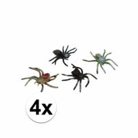 Griezelige spin speelfiguur - 4x - 10 cm - Halloween/Horror decoratie