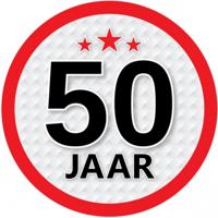 50 jaar leeftijd sticker - rond - Dia 15 cm - 50 jaar verjaardag - jubileum - leeftijd versiering