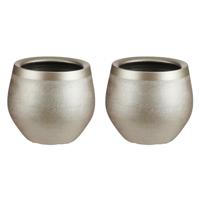 Mica Decorations Bloempot - Set van 3x stuks - goudkleurig - keramiek - 20 x 18 cm