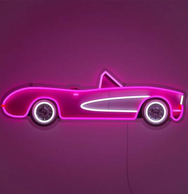 Classic Roze Auto - Neon LED Wandbord