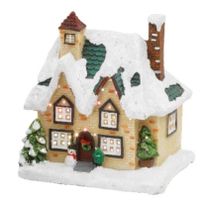 Kerstdorp kersthuisjes huis met verlichting 9 x 11 x 12,5 cm - thumbnail