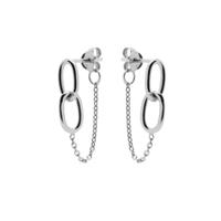 Karma Oorbellen Chain Double Round Square Zilver Karma Oorbellen Chain Double Round Square Zilver