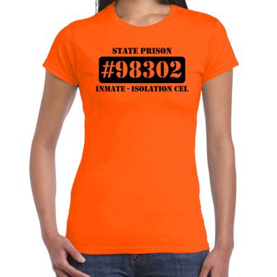 Boeven - boef - gevangenen - isolation cel - verkleed t-shirt - oranje - dames
