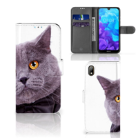 Huawei Y5 (2019) | Telefoonhoesje | Met pasjeshouder | Kat
