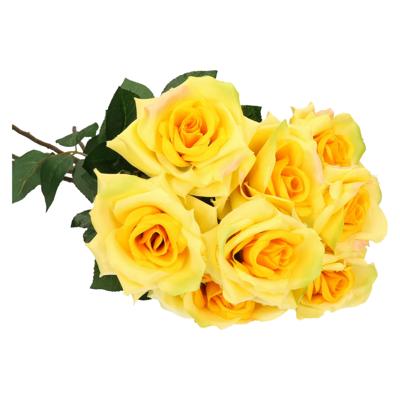 Kunstbloem Roos Emily - 8x - 66 cm - geel - polyester - kunststof - kunstbloemen Kunstbloem Roos Emily - 8x - 66 cm - geel - polyester - kunststof - kunstbloemen