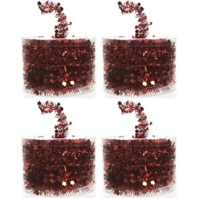 4x Kerstboom sterren folie slingers rood 700 cm